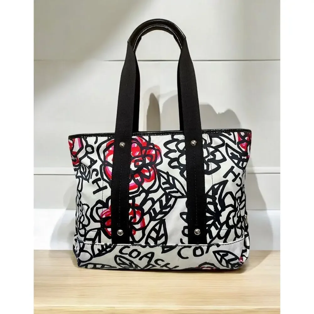 Coach F16583 Poppy Daisy Floral Graffiti Tote Bag